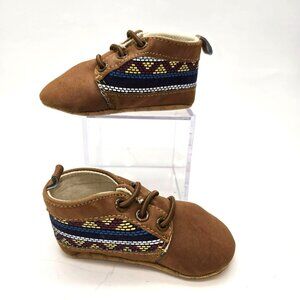Old Navy Baby Soft Sole Moccasin Crib Shoes With Tribal Print Brown Size 11 jj37